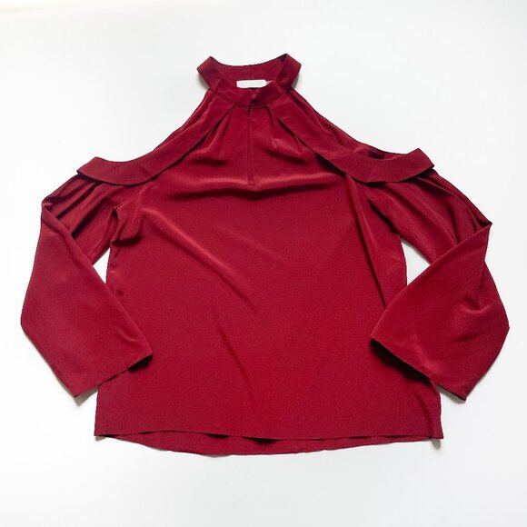 Ramy Brook Martie Cold Shoulder Silk Top Brick Red Size Medium - Picture 3 of 7